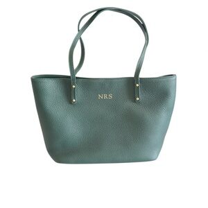 GiGi New York Taylor Green Pebbled Leather “NRS” Monogram Tote Bag